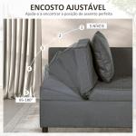 Sofá Cama 3 em 1 Sofá de 2 Lugares com Encosto Ajustável Sofá Cama Individual com Almofadas 65x98x69 cm Cinzento