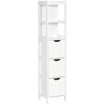 Armário Casa de Banho Estreito com 3 Gavetas e 2 Prateleiras Abertas Estilo Moderno 30x30x141,6 cm Branco