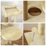 Árvore Arranhador para Gatos Centro de Atividades com Plataformas Cavernas de Felpa Suave Postes para Arranhar de Juta Bola Brinquedo Suspenso 60x34x136cm Bege