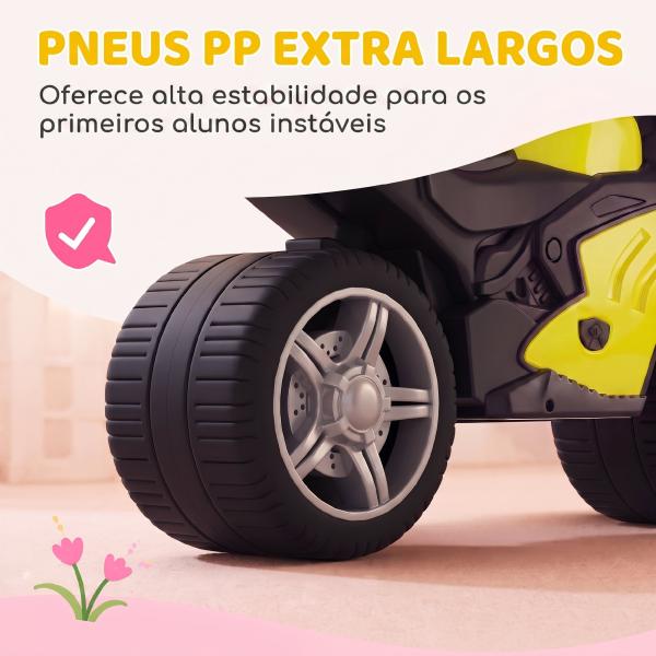 Bicicleta sem Pedais Tipo Mota com Música e Rodas Extra Largas para Crianças 18 - 36 Meses Verde