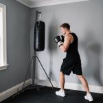 Suporte para Saco de Boxe de Pé Suporte para Saco de Boxe Dobrável com Altura Ajustável 170x90x182 - 225 cm Preto