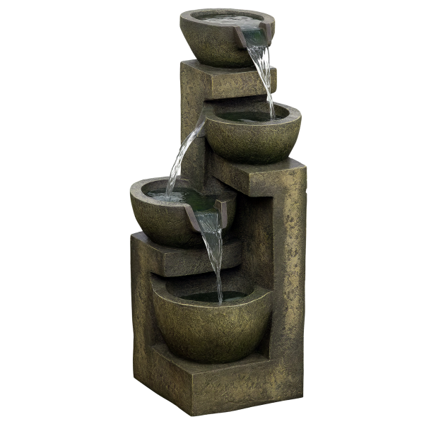 Fonte de Jardim 5 W Fonte de Água em Cascata de 4 Níveis com Bomba de Água e Saída de Água Ajustável 25x24x60 cm Multicolorido