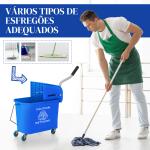 Balde de Esfregona com Rodas 20 L Balde com Escorredor e Asa de Transporte para Uso Doméstico e Comercial Azul