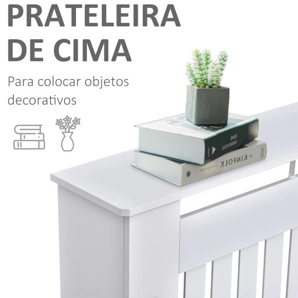 Cobertura Radiador Moderna de MDF com Prateleira Superior para Sala de Estar Dormitório Escritório 112x19x81cm Branco