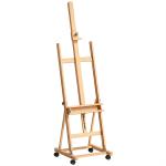 Cavalete de Pintura Dobrável 238 cm Cavalete de Madeira com Rodas Altura Ajustável Bandeja Madeira