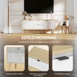 Móvel de TV Moderno para Sala com 2 Gavetas para Televisão 55 Polegadas 120x35x50 cm Branco Brilhante e Carvalho
