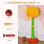 Tabela de Basquetebol Infantil para Crianças acima de 3 anos Altura Ajustável 2 Bolas e Inflador 52,5x44x120 - 160cm Amarelo Verde Vermelho