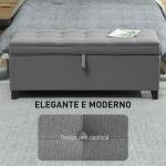 Banco de Armazenamento com 2 Dobradiças de Segurança Tampa Rebatível para Quarto Sala de Estar 120x40x48 cm Cinza Escuro