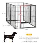 Parque para Cães de 6 Painéis com Largura Ajustável e Estrutura de Aço 82,5 - 150x79x81 cm Preto