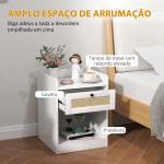 Conjunto de 2 Mesas de Cabeceira Mesas de Cabeceira para Dormitório com Gaveta em Vime 40x40x53 cm Branco