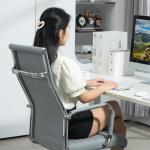 Cadeira de Escritório Giratoria 360° Inclinável com Altura Ajustável Rodas Apoio de Braços 54x62x104 - 114 cm Cinzento Claro