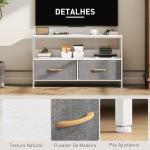 Móvel de TV com Prateleira e 2 Gavetas de Tecido Dobráveis para Televisores até 47 Polegadas 98x29x56 cm Branco e Cinza