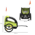 Reboque de Bicicleta para Crianças de 2 Lugares com Cinto de Segurança e Sistema de Amortecimento 140x88x90 cm Verde