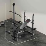 Banco de Musculação Multifuncional Inclinável Banco de Pesos com Suporte para Barra Ajustável Extensão de Pernas 106x155x202 cm Preto