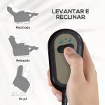 Poltrona Relax Reclinável Elétrica Poltrona Levanta Pessoas com Controlo Remoto e Bolso Lateral 66x90x96 cm Cinza