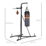 Saco de Boxe Suspenso com Suporte Bola de Velocidade Ajustável em Altura de 167 - 187cm e Inflador para Treinamento Fitness em Casa Ginásio 115×157×221 cm Preto e Cinza