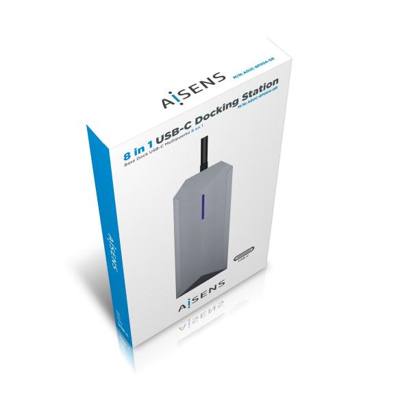 Hub USB Aisens ASUC-8P004-GR Cinzento 100 W 4K Ultra HD