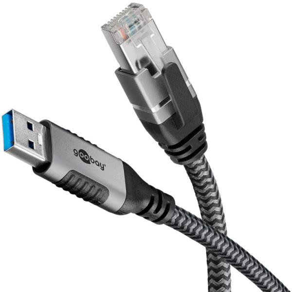 Cabo de Rede RJ45 F/UTP Cat6 Macho - Cabo USB - A Macho (10 mts) - GOOBAY
