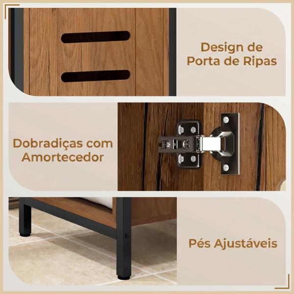 Coluna Casa de Banho Armário Alto Casa de Banho Estreito com Porta de Ripas Prateleiras Ajustáveis 37x30x167 cm Castanho Rústico