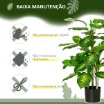 Planta Artificial Aglaonema Planta Sintética de 95cm com 42 Folhas e Vaso de Cimento Decoração para Casa e Exterior Verde