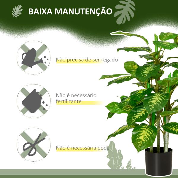 Planta Artificial Aglaonema Planta Sintética de 95cm com 42 Folhas e Vaso de Cimento Decoração para Casa e Exterior Verde