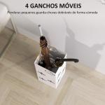 Suporte para Guarda Chuva de Aço com 4 Ganchos e Bandeja de Gotejamento Amovível 15,5x15,5x41 cm Branco