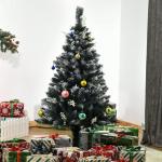 Árvore de Natal Automática 120 cm com 222 Ramos 28 Decorações Suporte em Aço Base Dobrável e Removível Verde