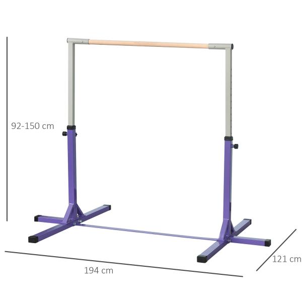Barra de Ginástica para Crianças com Altura Ajustável 92 - 150 cm Barra Horizontal de Ginástica 194x121x150 cm Roxo