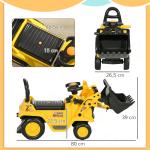 Carro Andador para Crianças Escavadora para Crianças com Pá Dianteira Buzina Volante e Compartimento Oculto 80x26,5x39 cm Amarelo
