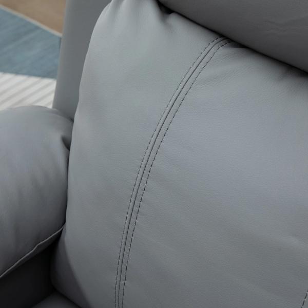 Poltrona Relax Levanta Pessoas com Controle Remoto Reclinação Elétrica de 160° Apoio para os Pés Encosto Estofado em PU e Bolsos Laterais 76x90x105 cm Cinza