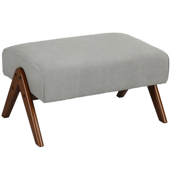 Apoio para Pés Estofado em Veludo Otomana Retangular com Assento Almofadado e Pés de Madeira 69x47x36 cm Cinzento Claro