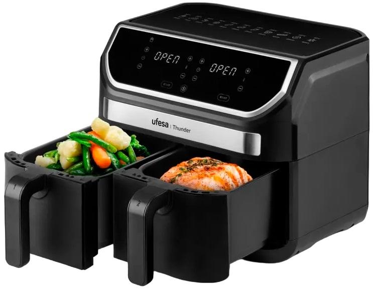 Fritadeira Air Fryer Thunder 9L (4.5L+4.5L) Cuba Dupla 1700W (Preto) - UFESA