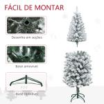 Árvore de Natal Artificial Coberta de Neve 150 cm com 317 Ramos e Suporte de Metal Árvore Natalícia para Sala Interior Verde