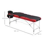 Marquesa de Massagem Dobrável e Portátil com Altura Ajustável e Apoio para a Cabeça 210x81x62 - 85 cm Vermelho e Preto