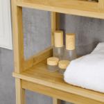 kleanklin Móvel de Bambú sobre Sanita Armário Alto para Casa de Banho com 2 Portas 1 Prateleira Interior e 1 Prateleira de Armazenamento 60x23x173cm Natural