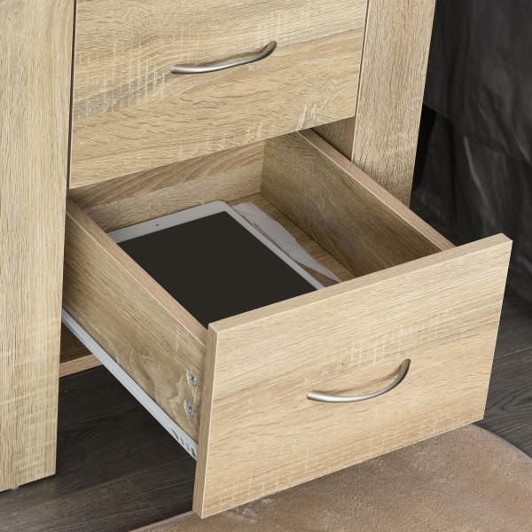 Mesa de Cabeceira com 2 Gavetas Pés e Base Elevada para Dormitório Mesa Lateral para Sala de Estar Estilo Moderno 48x39x54cm Carvalho