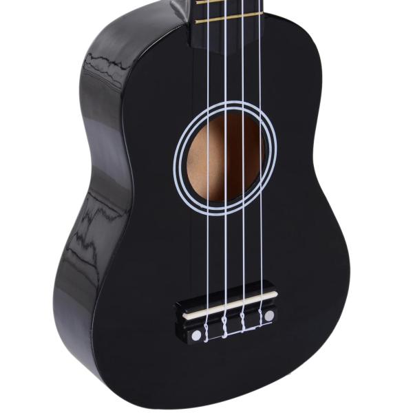 Ukelele de 21 Polegada para Iniciantes com Cordas de Nylon 53X17,5X6,2 cm Preto