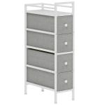 Móvel de Arrumação Estreito com 4 Gavetas de Tecido para Espaços Pequenos 20x43x81,5 cm Cinzento Claro
