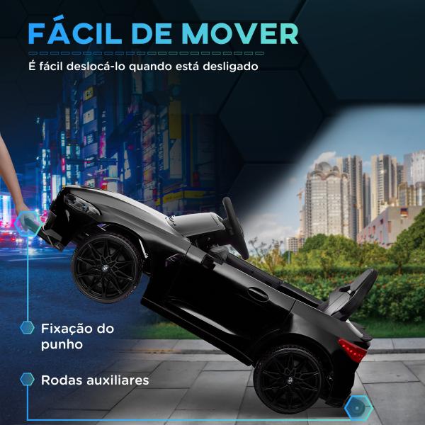Carro Elétrico para Crianças BMW M4 12V com Controlo Remoto Faróis Buzina Música e Velocidade 3 - 5 km/h 108x69,5x51 cm Preto
