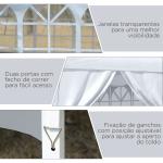 Tenda de Jardim com Paredes Laterais Amovíveis Janelas Porta com Zíper e Bolsa de Transporte 295x295x196 - 258 cm Branco