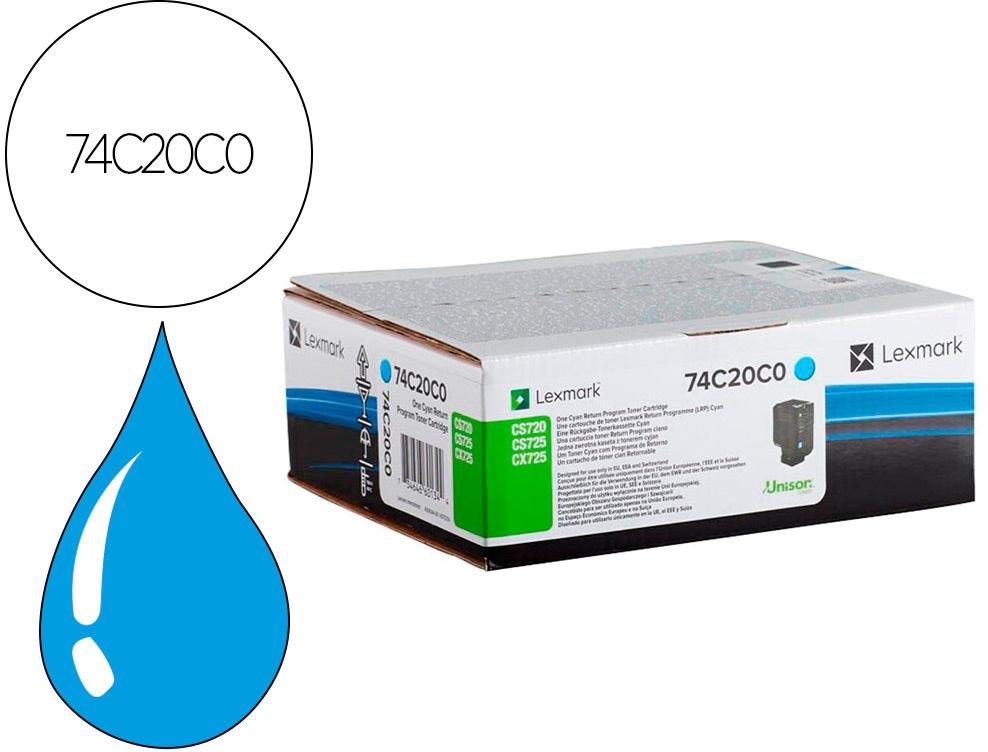 Toner Original Lexmark 74C20C0 Azul
