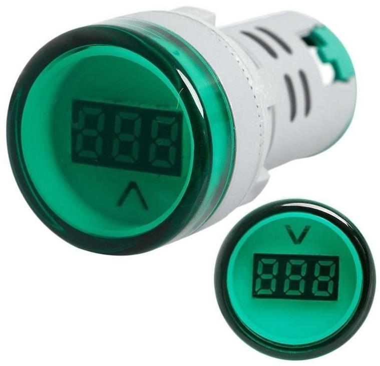 Voltímetro Digital LED Redonto Verde p/ Painel (12...500V AC)