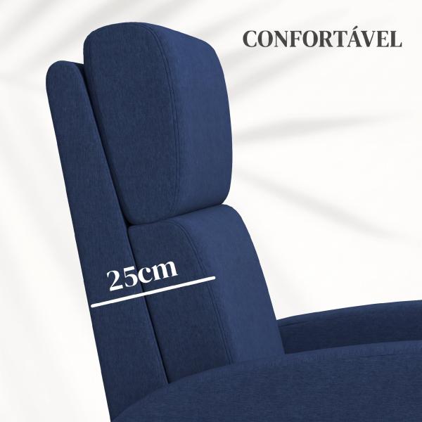 Cadeirão Relax Reclinável até 160° com Apoio para os Pés, até 120 kg, 64x86x102 cm, Azul - Escuro