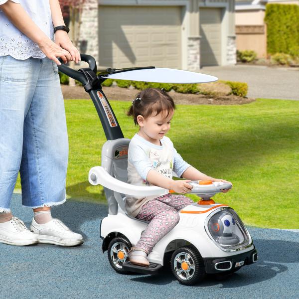 Carro Andador para Crianças 12 - 36 Meses com Espaço de Armazenamento Design de Robot com Olhos Luminosos Música Buzina 89x44,5x84 cm Branco