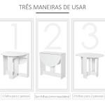Mesa de Sala de Jantar Dobrável com 2 Laterais Mesa Auxiliar de Madeira para Cozinha Sala de Estar 104x76x73,7 cm Branca