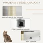 Árvore Arranhador para Gatos para Fixar ao Teto Altura Ajustável 229 - 235cm 260 - 266cm com Plataformas Caverna Postes de Sisal Bolas Penduradas 40x40x217 cm Cinza Claro