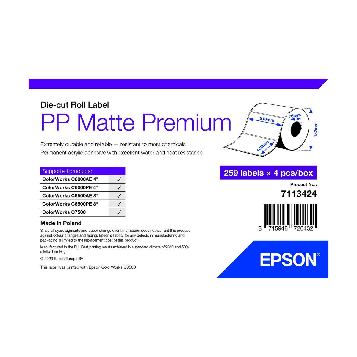 Papel para Imprimir Epson 7113424 Branco (4 Unidades)