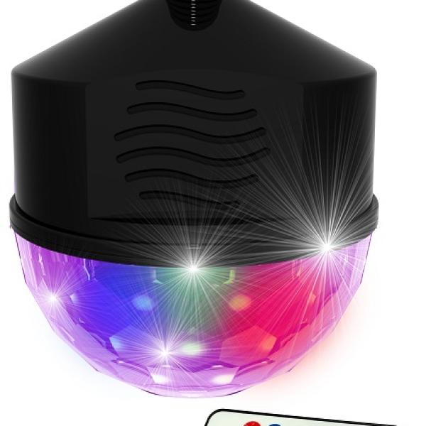 Lampada LED RGB E27 c/ Efeito de Luz Rotativo e Coluna Bluetooth 4W - PartyFunLights