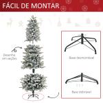 Árvore de Natal Ø95x210cm Neve Artificial com 784 Pontas de Ramos Ignífugos e Suporte de Aço Decoração de Natal para Interiores Verde e Branco