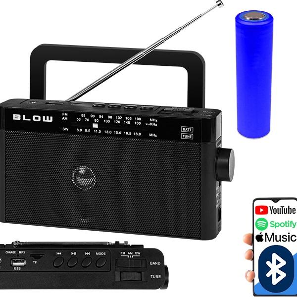 Rádio Portátil AM/FM Bluetooth RA9 (Preto) - BLOW
